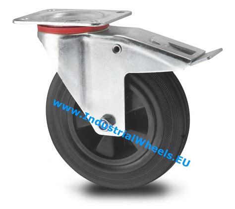 Cold Steel Rubber Swivel Castor with Brake Black 100mm .